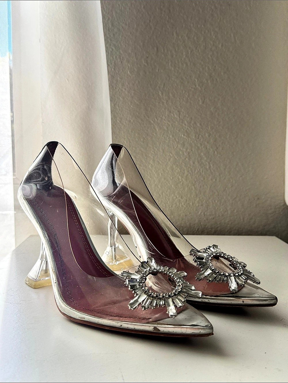 Glass Sling 95 Pumps Silver Heels